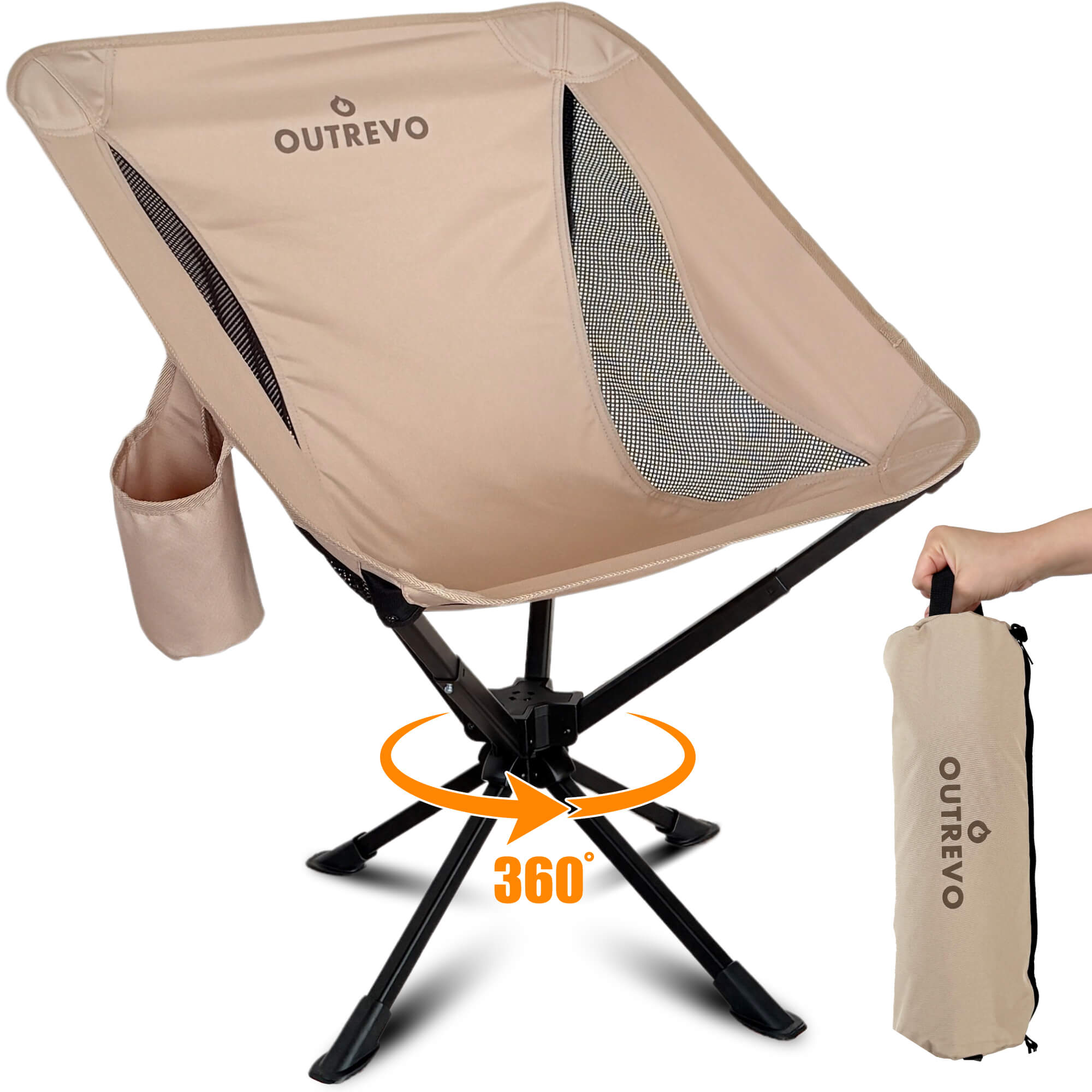 OUTREVO [リボルバー] 360度 回転 アウトドアチェア コンパクト