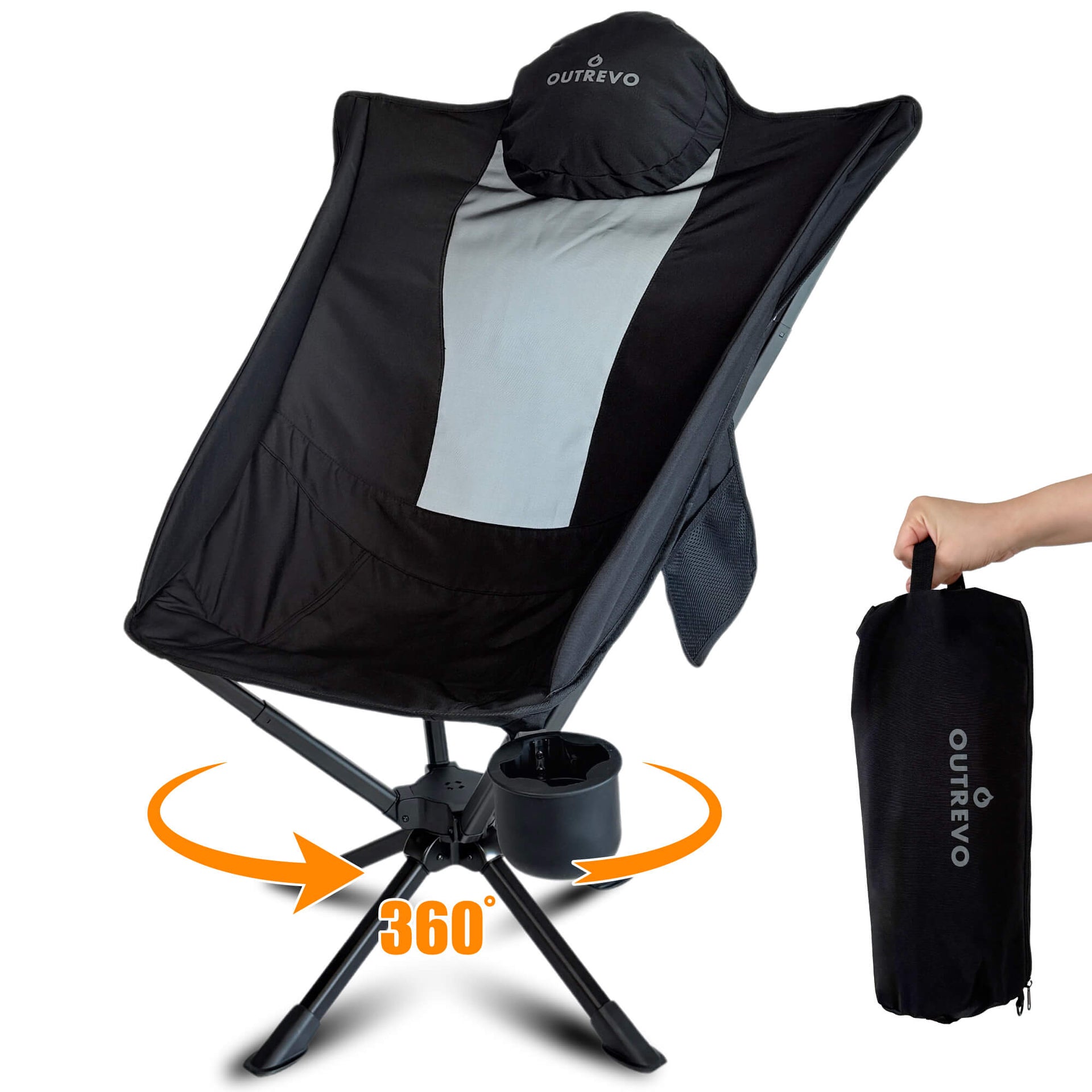 OUTREVO [リボルバープラス] 360度 回転 アウトドアチェア ハイバック  